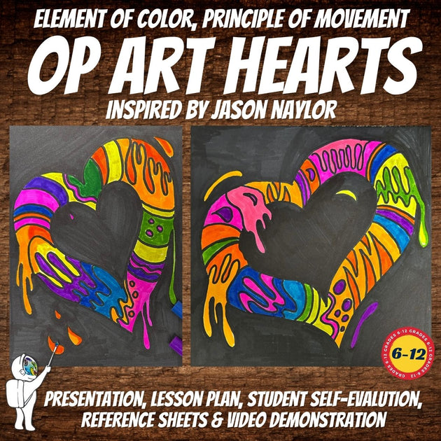 Jason Naylor Inspired Hearts Op Art Lesson for Middle School – A