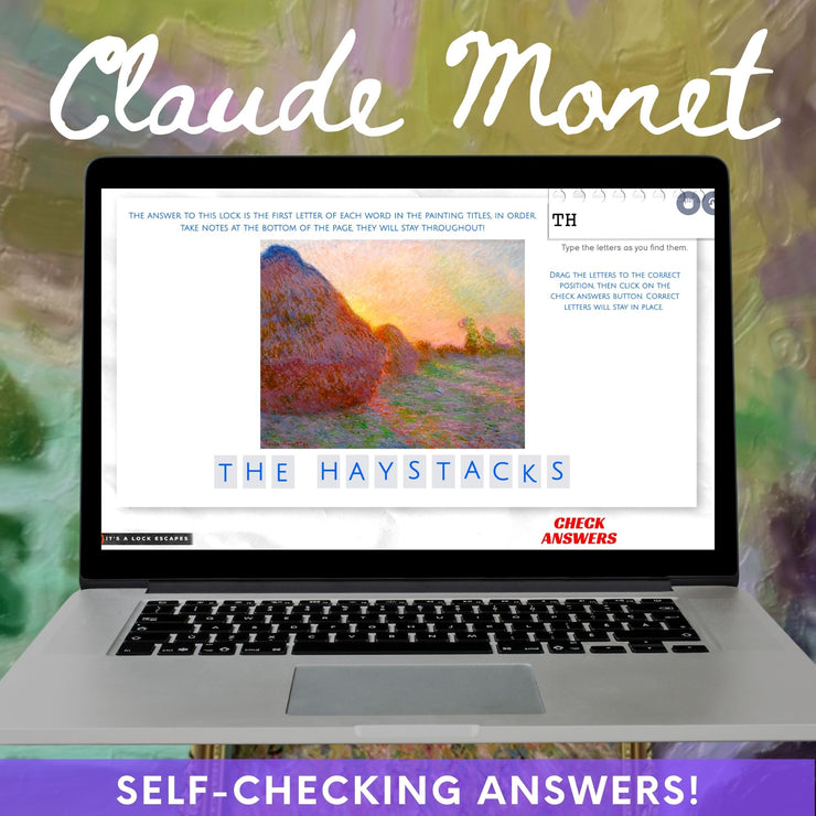Monet's Inheritance Virtual Escape Room, Claude Monet, Visual Art Virtual Escape for Kids