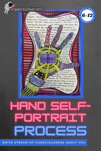 Upper Elementary & Middle School Hand Self-Portraits - Art and Writing Activity