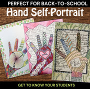 Zendoodle Hand Self Portraits - Back to School Middle, High School Art & ELA