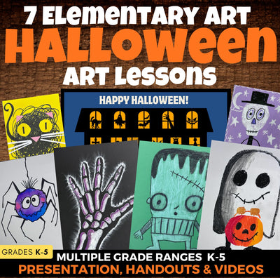 Halloween Art Lessons for Elementary Art - Seven Lesson Bundle