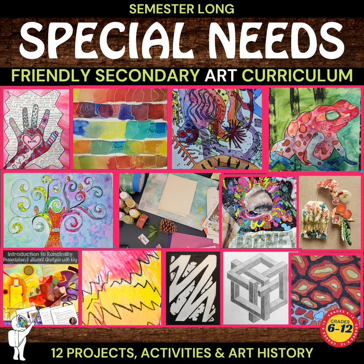 Special Needs Friendly Intro to Art Curriculum for Middle School or High School Art Art