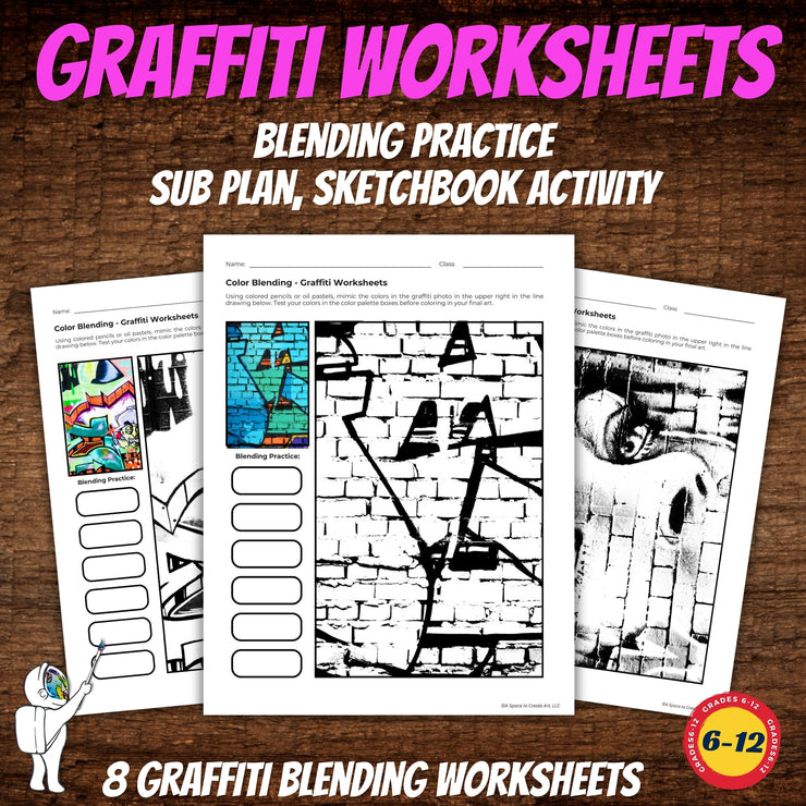 Graffiti Worksheets 2 Color Blending-Graffiti Art Lesson, Middle School - HS Art