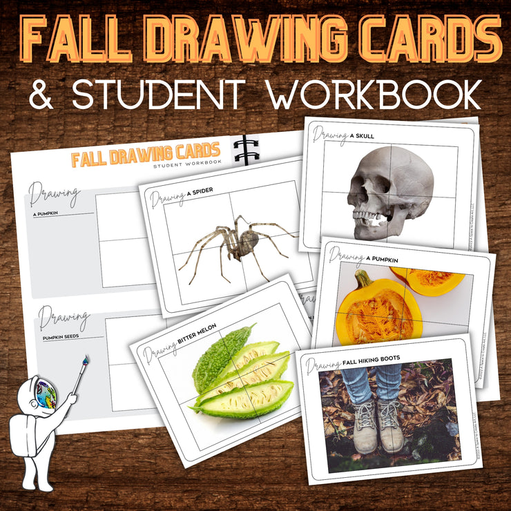 Seasonal Drawing Task Cards & Workbook, Middle, High School Art