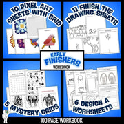 100 pages, Early Finishers Art Activities Worksheets, Bellwork Middle School Art