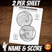 Color Scheme Mandalas, Color Wheel Poster & Color Scheme Poster Art Worksheets