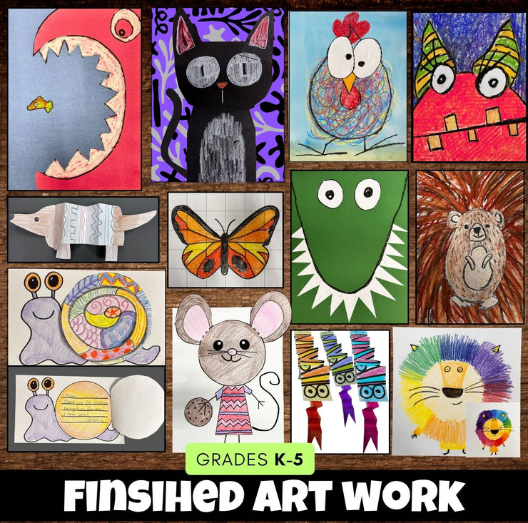 12 Elementary Art Sub Plans Bundle & Binder