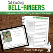 Art History Bell-Ringers, Art History Reflection Cards and Student Workbook