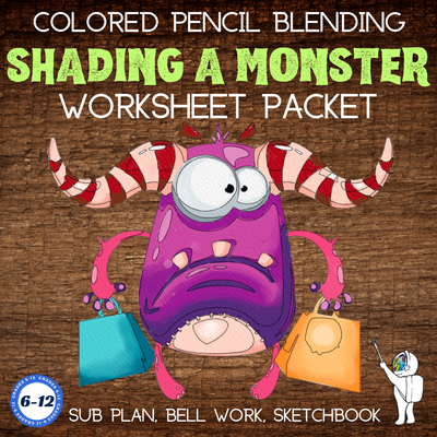 Shade a Monster, Colored Pencil Blending Practice for Middle School Art