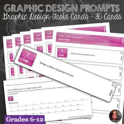 30 Graphic Design Prompt Task Cards with Completion Sheet