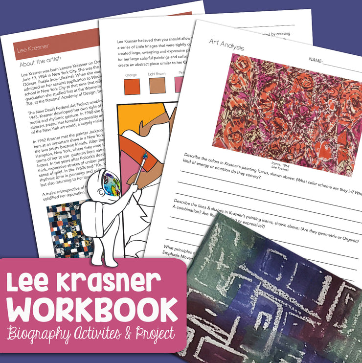 Lee Krasner Art History Workbook - Biography, Middle, High School Art Workbook