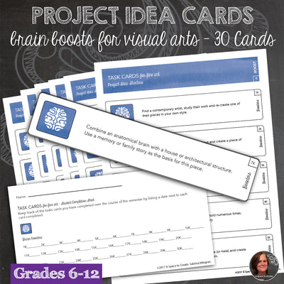 30 Project Idea Prompts Task Cards for Middle or High School Visual Art