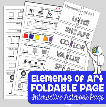 Elements of Art Foldable - Interactive Notebook Page with Word Wall Posters