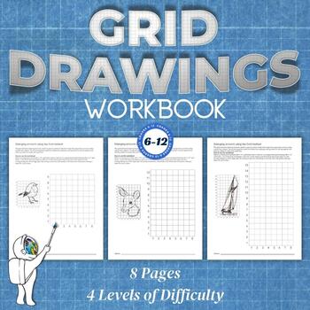Grid Method Worksheets - 8 Worksheets, Middle, High School Art Sub Plan