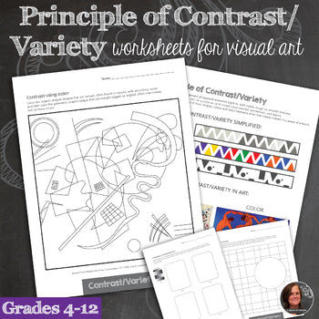 Principles of Design Worksheets - Principle of Contrast & Variety Mini-Lessons