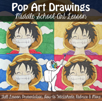 Pop Art Drawing Lesson Visual Art- Middle School Drawing Project