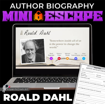 Roald Dahl Biography Mini-Escape -Middle School ELA Author Biography Interactive