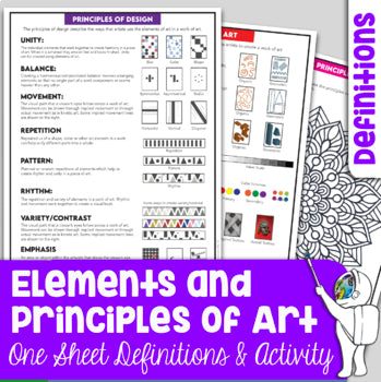 Elements of Art & Principles of Design Definitions & Activity for Middle School