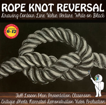 Rope Knot Reversal Drawing: White on Black: Middle School or High School Drawing
