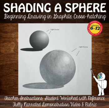 Shading a Sphere: Cross-Hatching Drawing Worksheets & Demo: Middle/HighSchool