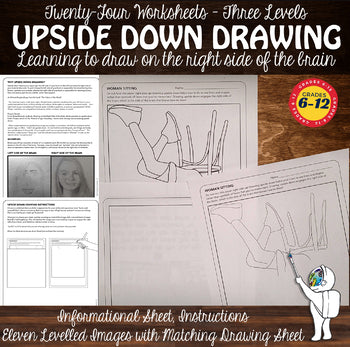 Upside Down Drawing Worksheet, Middle, High School Art Worksheets, Art Sub Plan