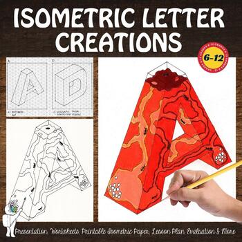 Isometric Letter Creations, Perspective, High School, Middle School Art Project